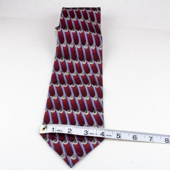 Martin Wong Handmade Vintage Silk Tie Rust Blue White - Picture 7 of 8